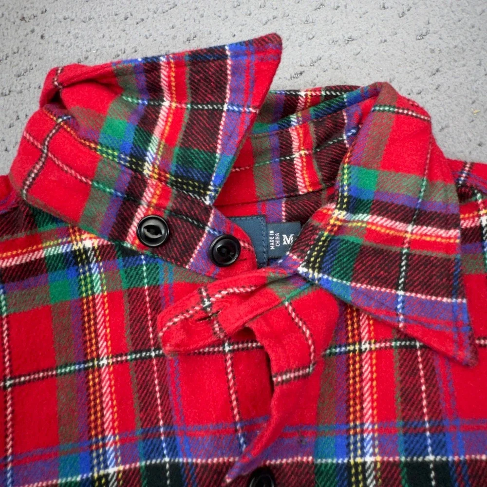 Polo Ralph Lauren Shirt Mens Medium Red Plaid Flannel Heavyweight Button Up